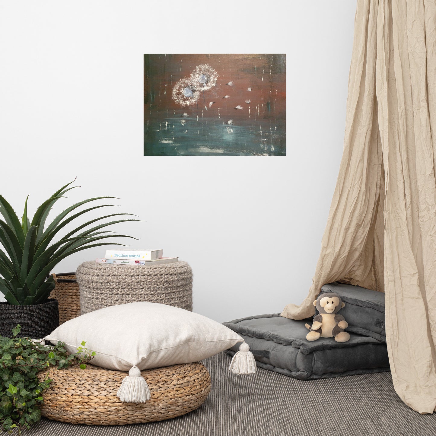 Acrylmalerei auf Poster-"Flying Dandelions"