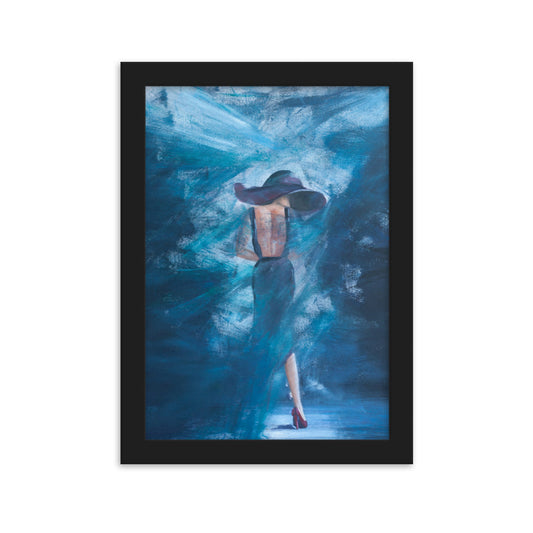 Acrylmalerei- Eingerahmtes Poster "Lady in blue"