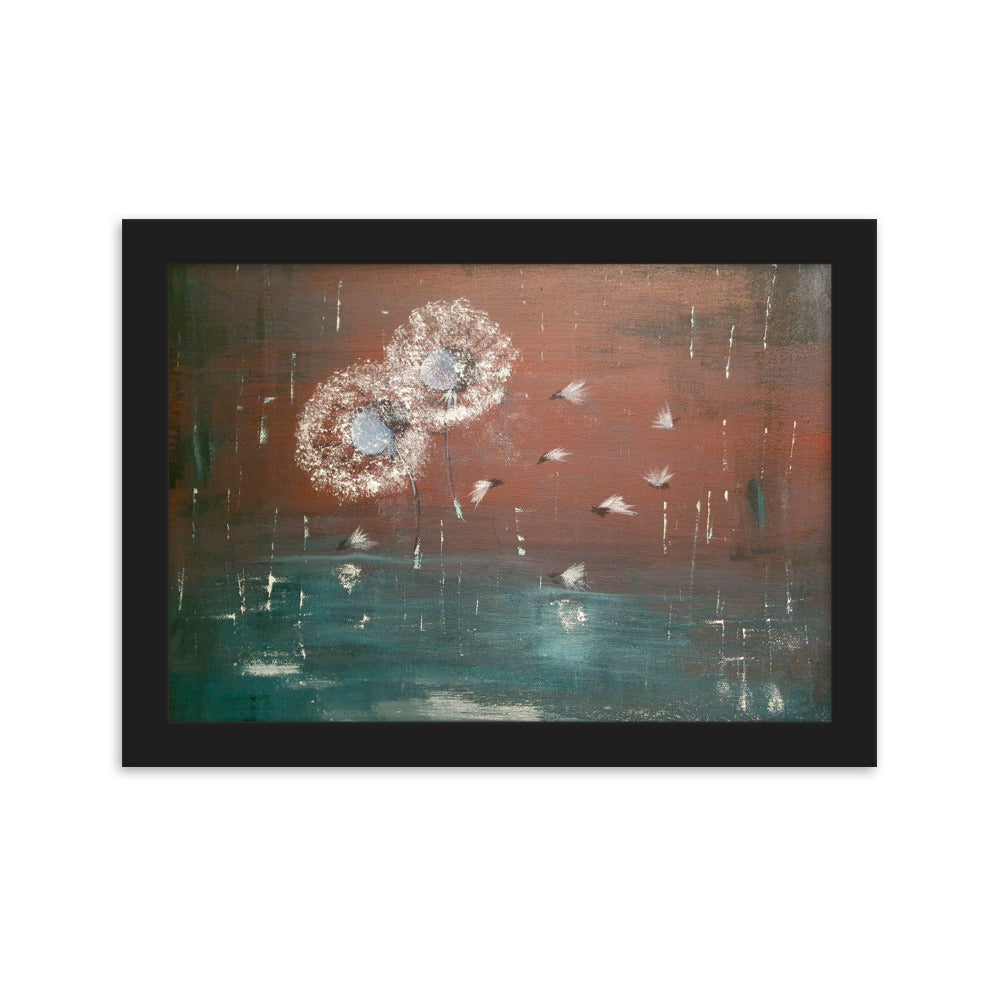 Acrylmalerei auf Poster eingerahmt-"Flying Dandelions"