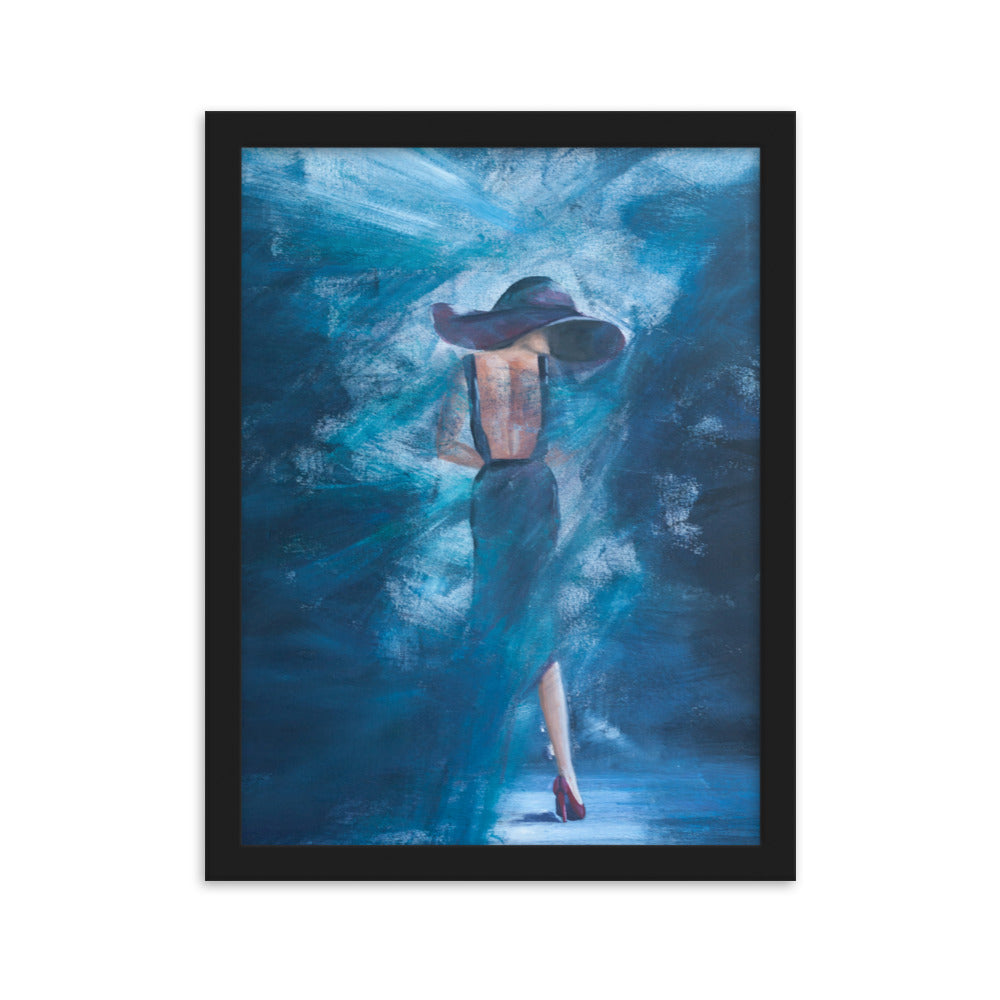 Acrylmalerei- Eingerahmtes Poster "Lady in blue"