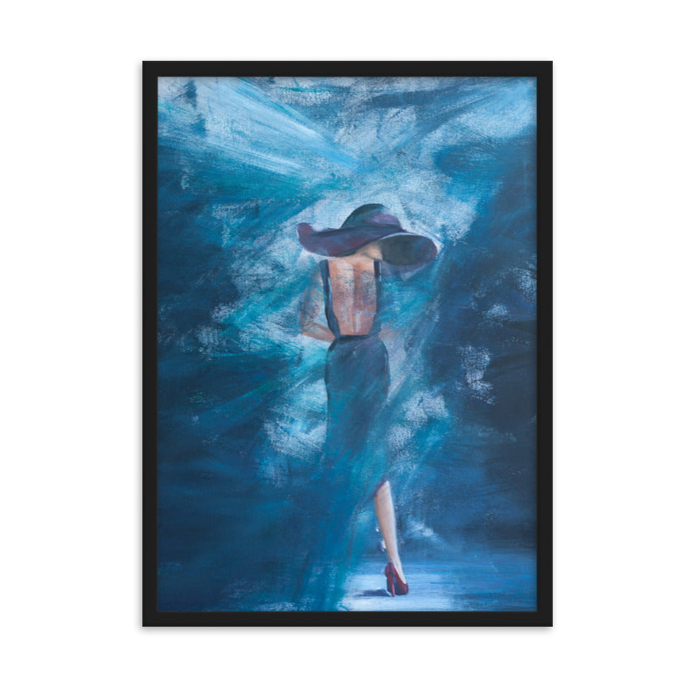 Acrylmalerei- Eingerahmtes Poster "Lady in blue"