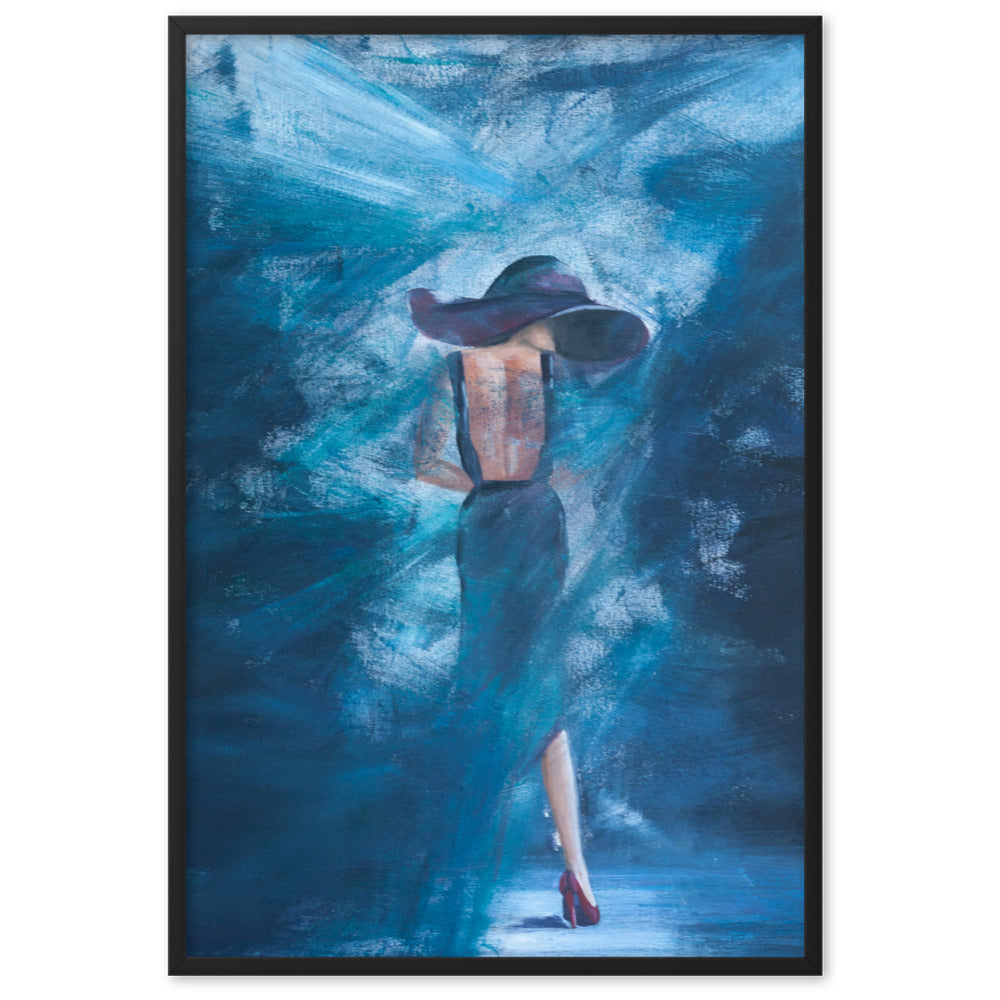 Acrylmalerei- Eingerahmtes Poster "Lady in blue"