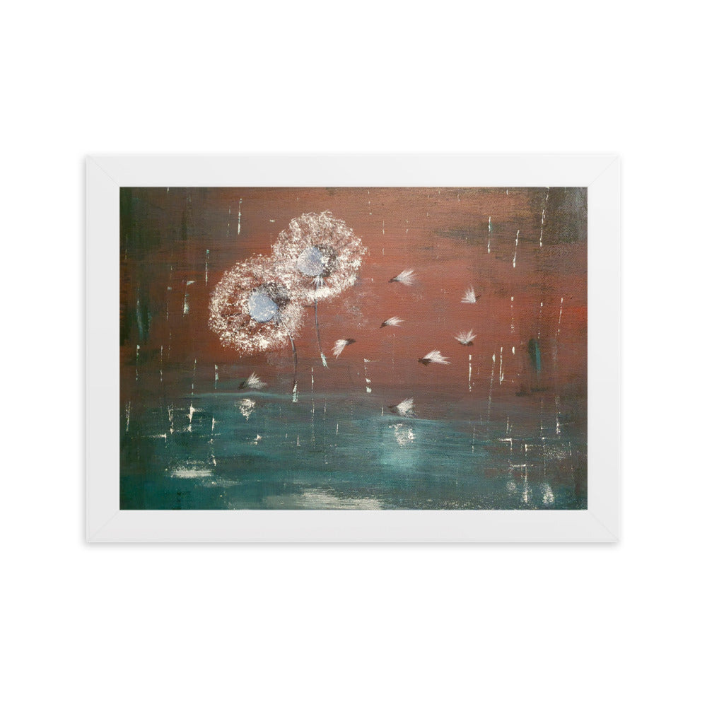 Acrylmalerei auf Poster eingerahmt-"Flying Dandelions"