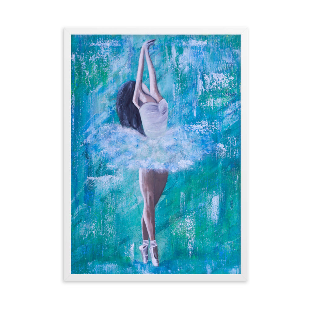 Acrylmalerei auf Poster eingerahmt- "Ballet dancer"