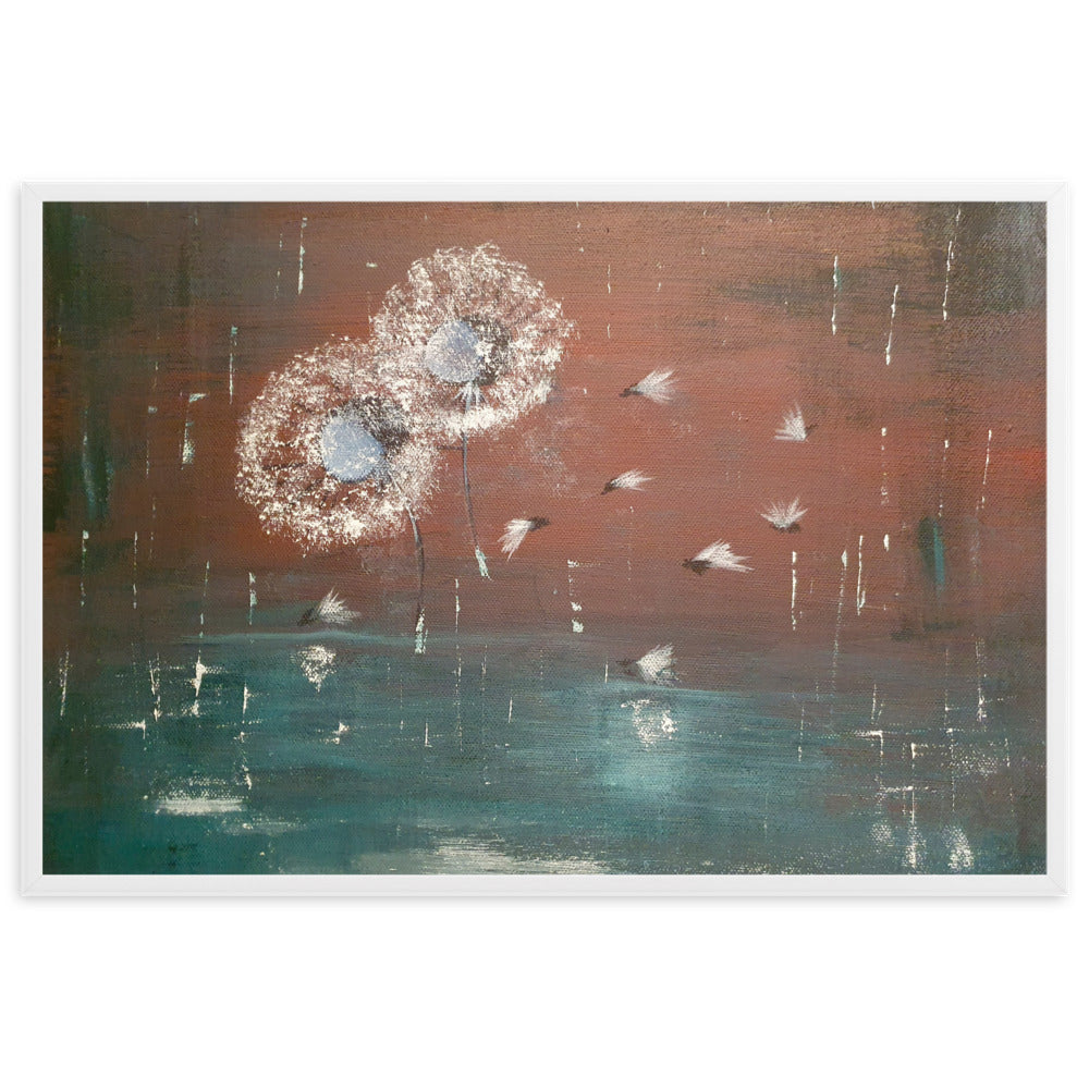 Acrylmalerei auf Poster eingerahmt-"Flying Dandelions"